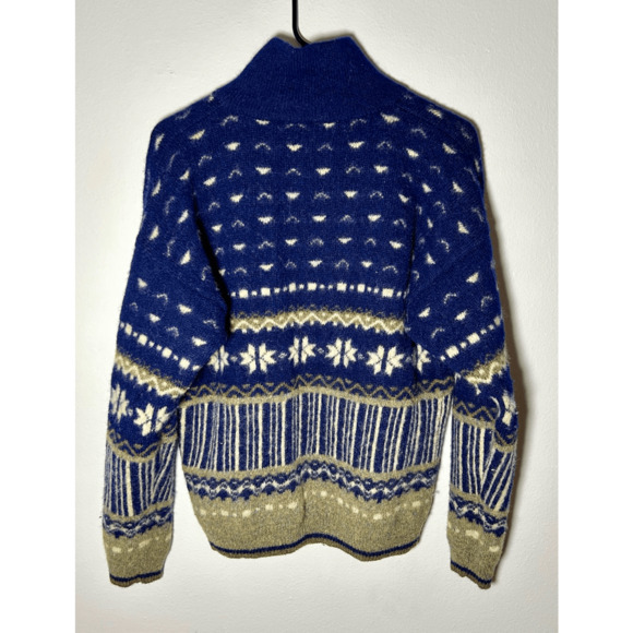 Vintage Columbia Wool Knit Women’s Sweater Blue Quarter Zip Collar Pullover Sz M - Picture 5 of 8